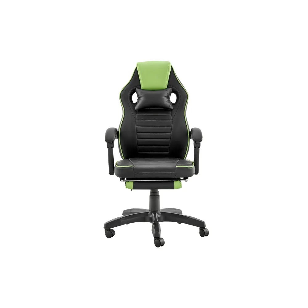 Tempest PU Leather Office Computer Work Task Gaming Chair - Black/Green