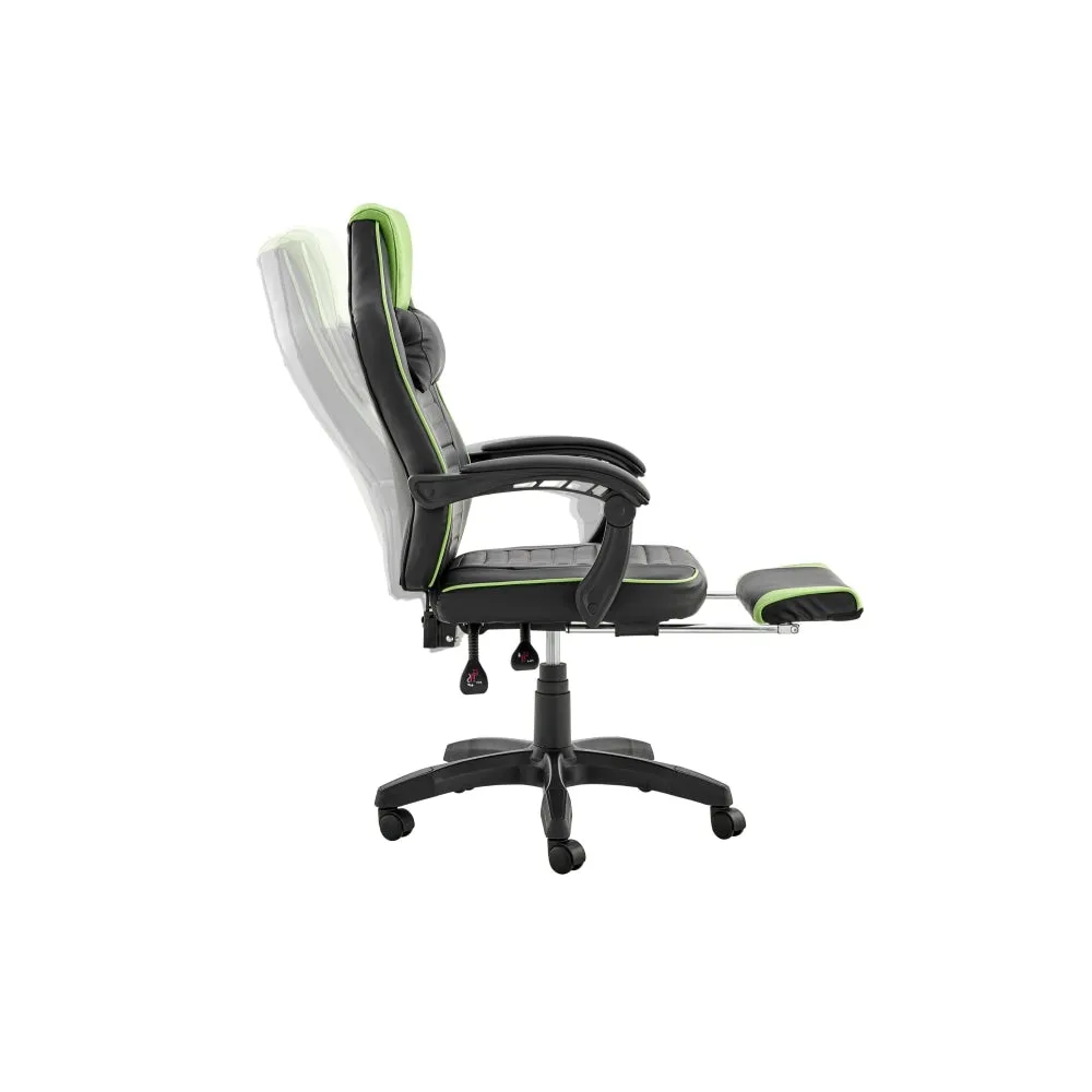 Tempest PU Leather Office Computer Work Task Gaming Chair - Black/Green