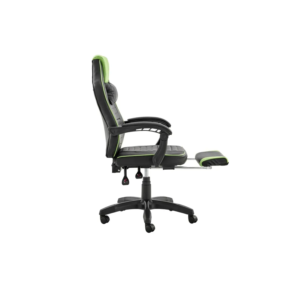 Tempest PU Leather Office Computer Work Task Gaming Chair - Black/Green