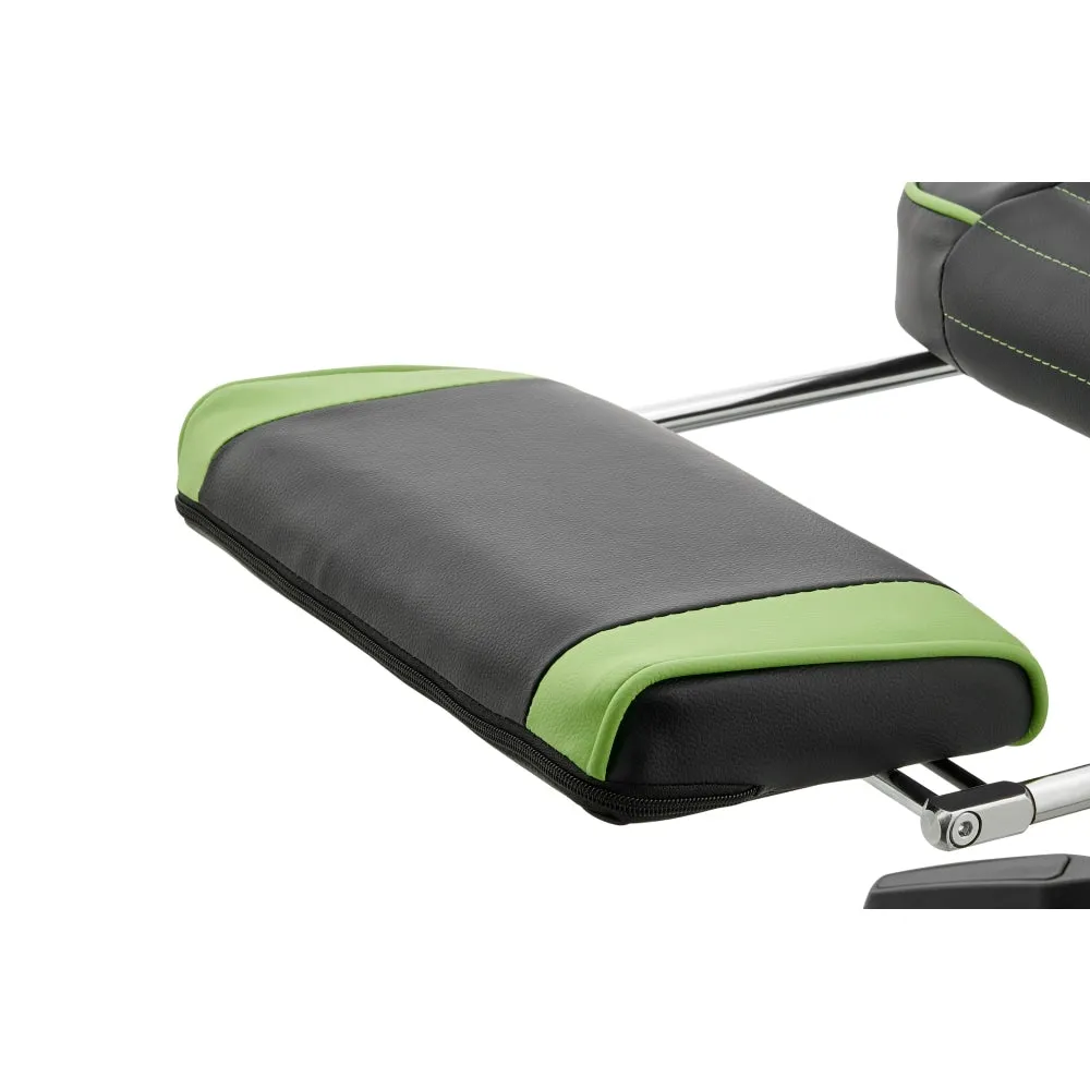 Tempest PU Leather Office Computer Work Task Gaming Chair - Black/Green