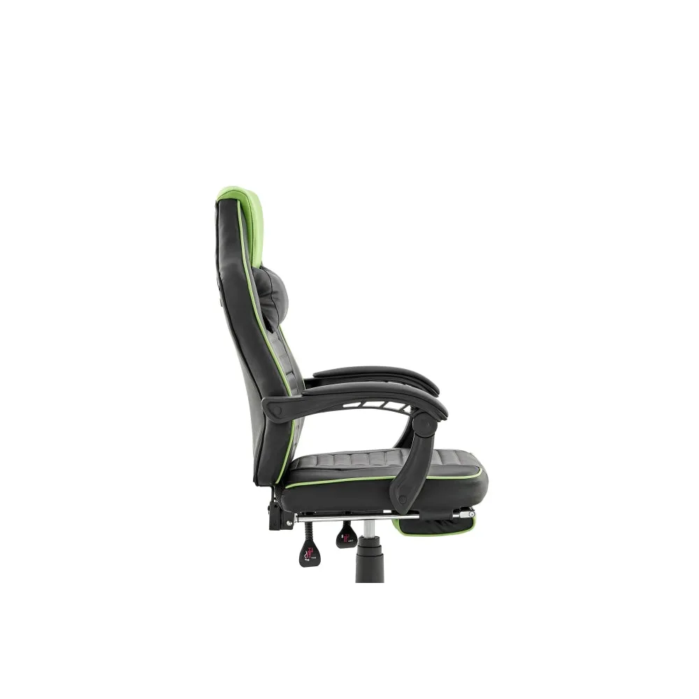 Tempest PU Leather Office Computer Work Task Gaming Chair - Black/Green