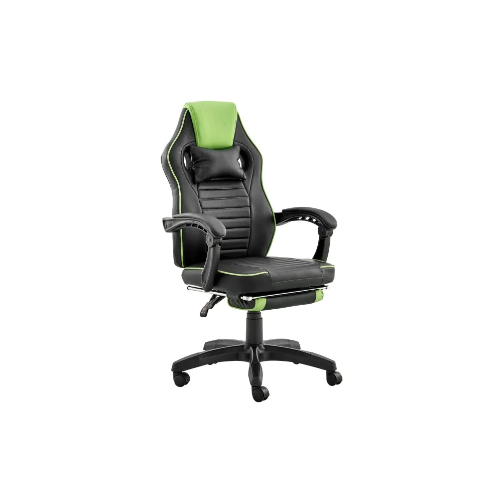 Tempest PU Leather Office Computer Work Task Gaming Chair - Black/Green