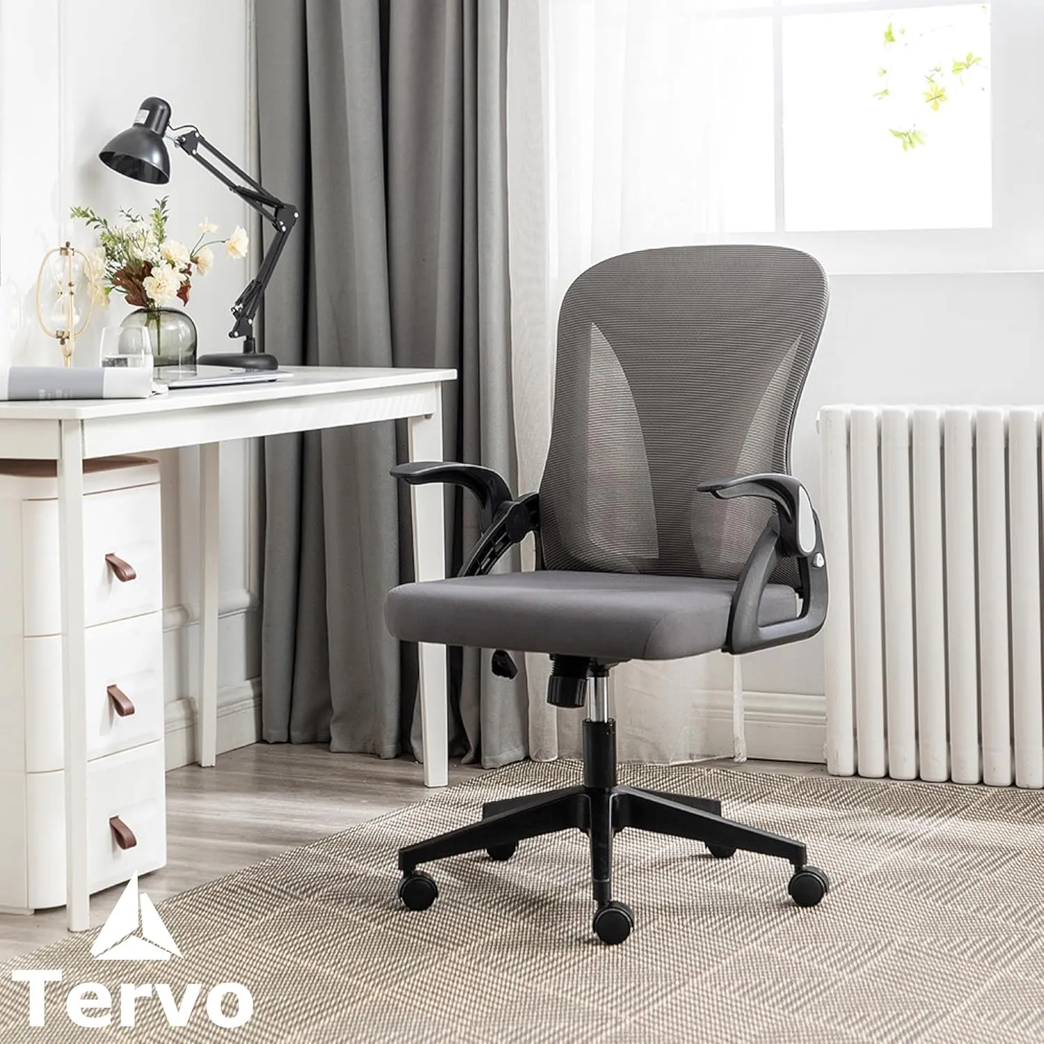 Tervo Model S | Foldable & Adjustable Height for Small Spaces | Gaming Chair | Swivel Desk Chair for Home Work | Ergonomic Mesh Computer Chair for Bedroom (Grey & Black)