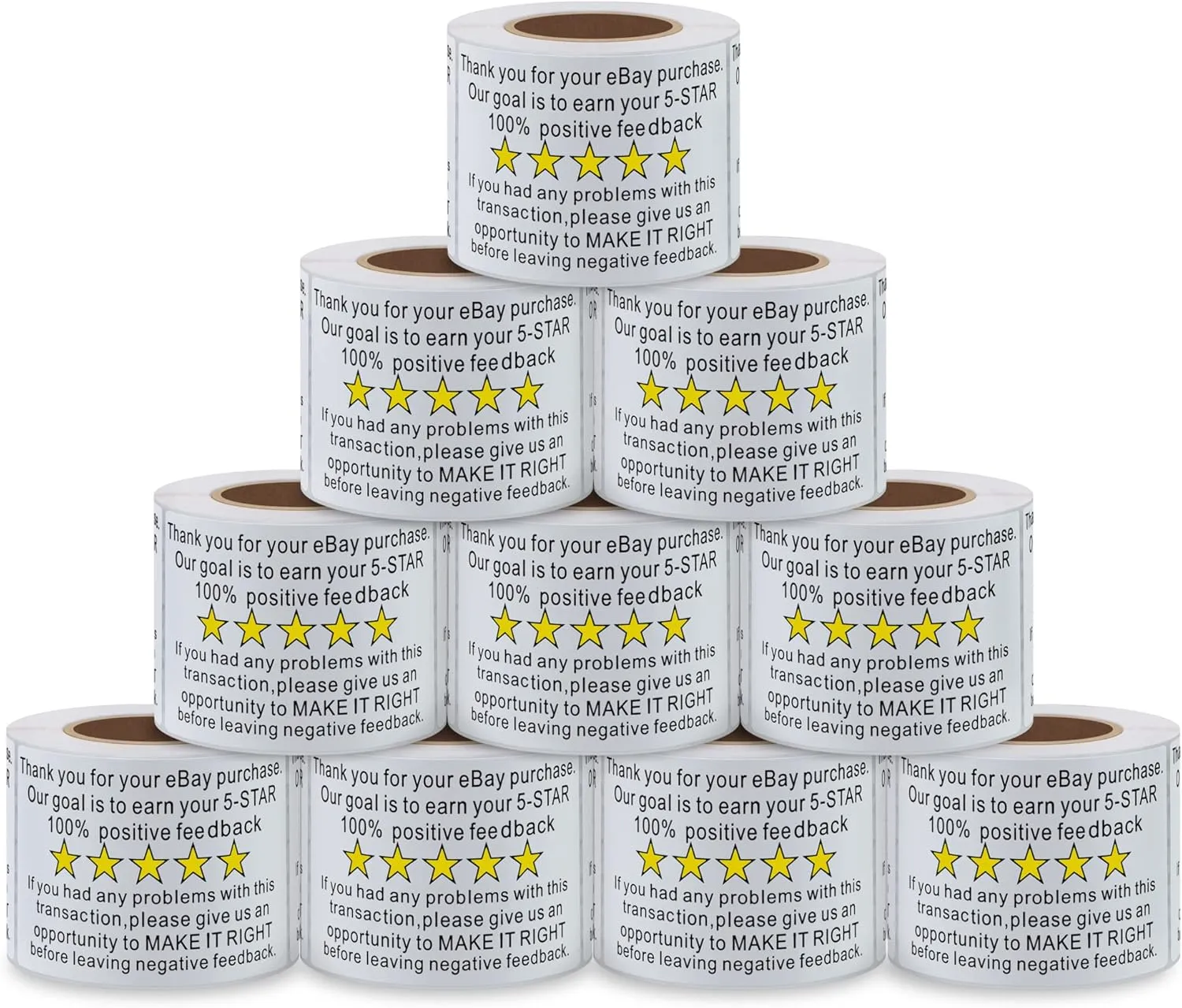 Thank You for Your Ebay Purchase Stickers 2×3 Inch Positive Negative Feedback Labels for E-Commerce, Customer Service or Small Business - 200 Stickers Per Roll (10 Rolls)
