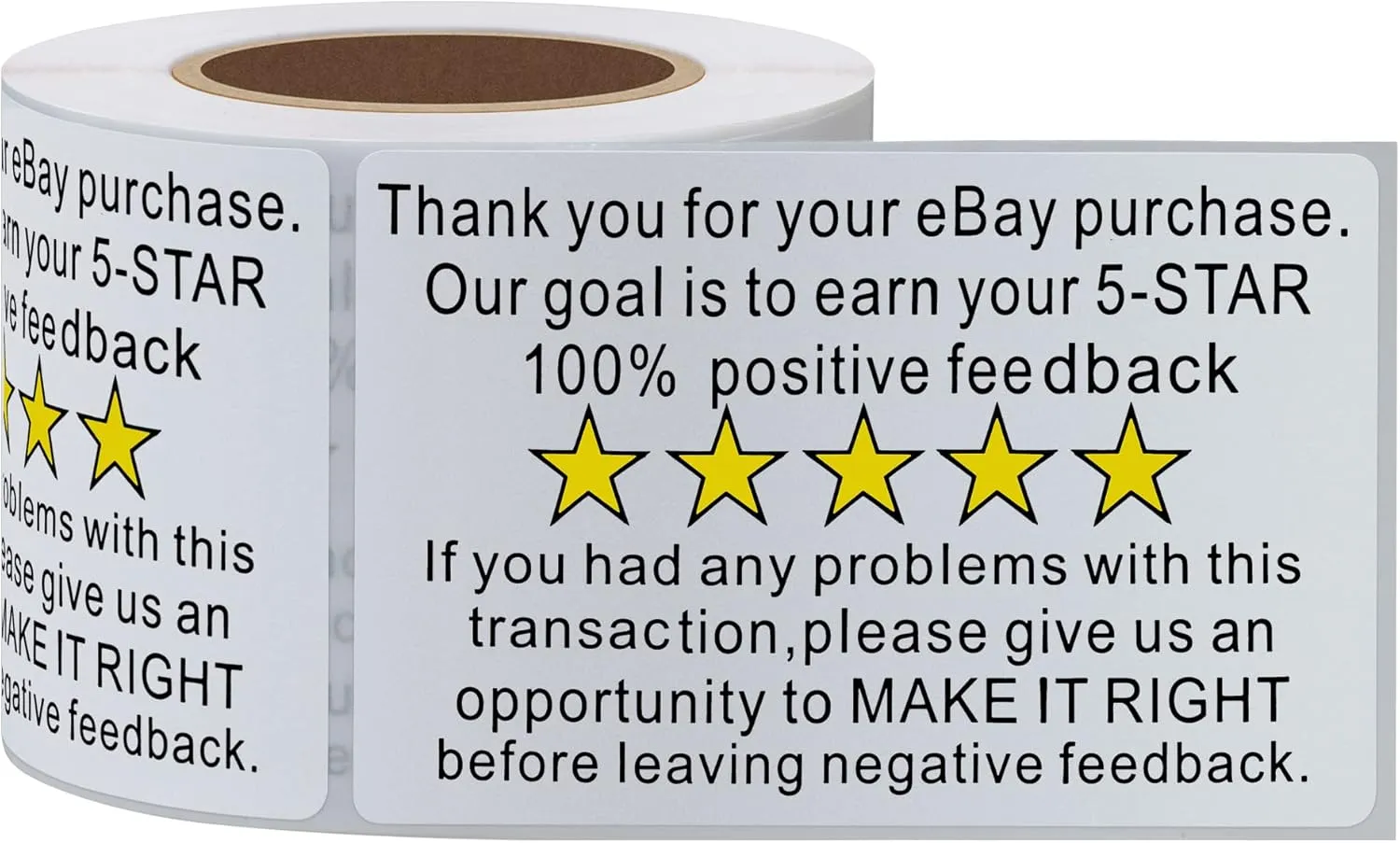 Thank You for Your Ebay Purchase Stickers 2×3 Inch Positive Negative Feedback Labels for E-Commerce, Customer Service or Small Business - 200 Stickers Per Roll (10 Rolls)