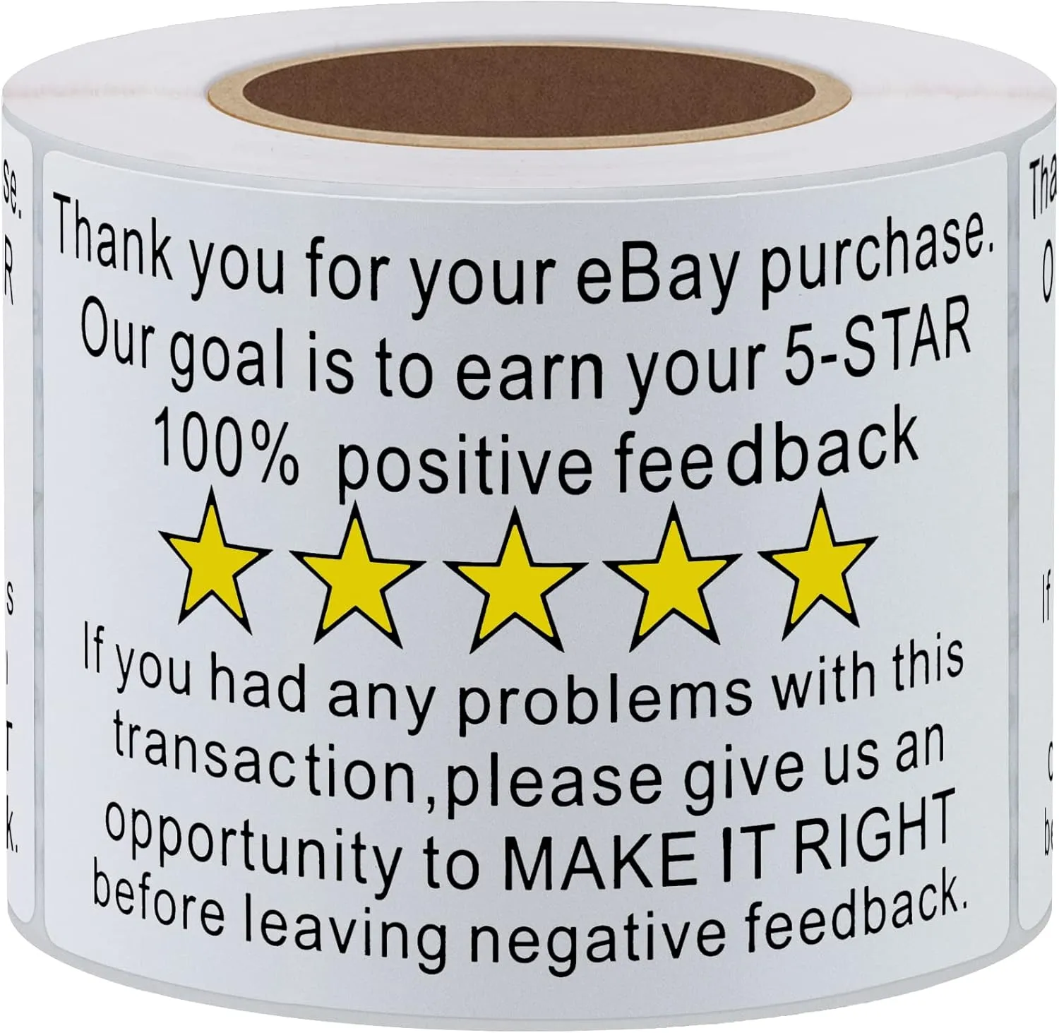 Thank You for Your Ebay Purchase Stickers 2×3 Inch Positive Negative Feedback Labels for E-Commerce, Customer Service or Small Business - 200 Stickers Per Roll (10 Rolls)