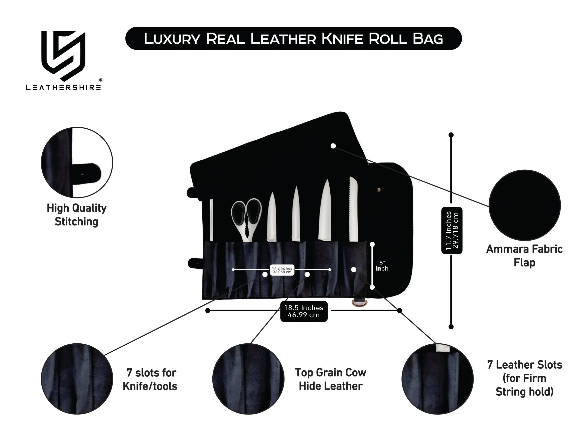 The West Midlands Vintage Style Handmade Full Grain Leather 7 Pocket Chef Bag