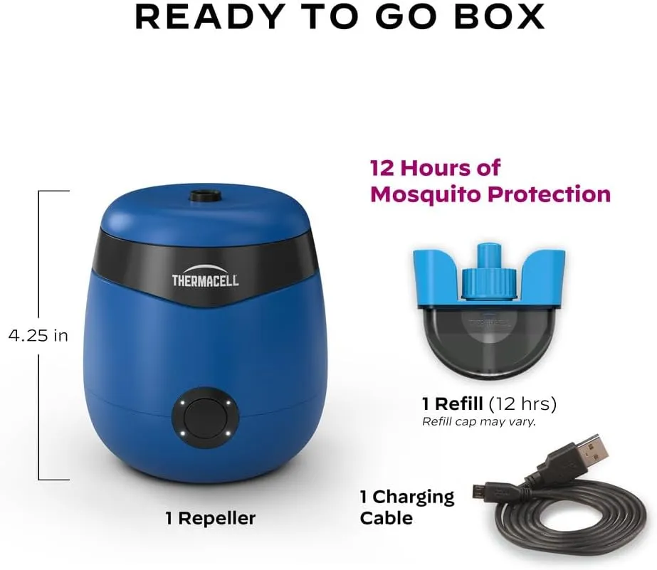 Thermacell Mosquito Repellent E-Series Rechargeable Repeller; Patio Shield 20’ Mosquito Protection Zone; Includes 12-Hr Repellent Refill; No Flame or Scent; Bug Spray and Bug Zapper Alternative