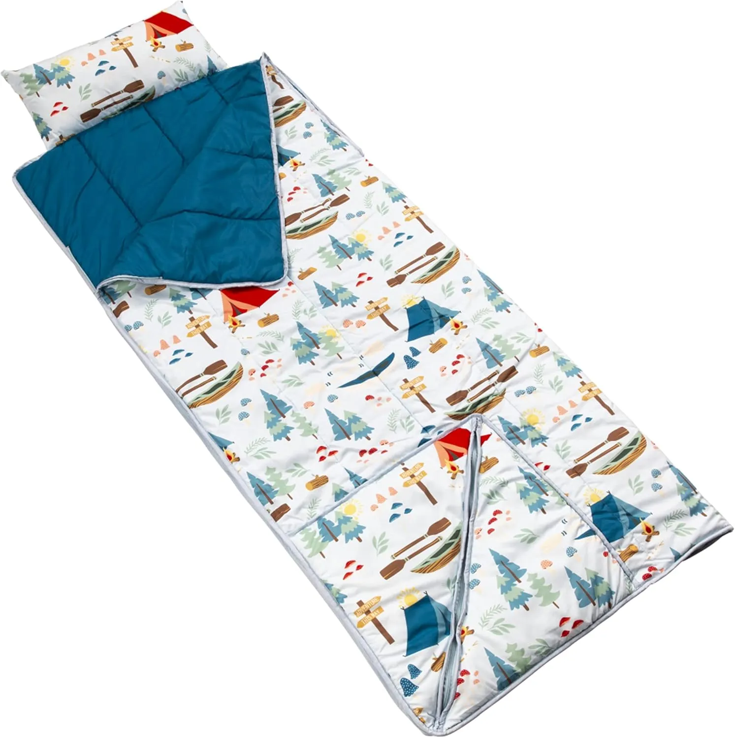 Thomas Payne Children’s Sleeping Bag for Camping and Sleepovers with Durable Material, Zippered Closure, Built-in Carrying Tote, Machine Washable, Dryer Safe