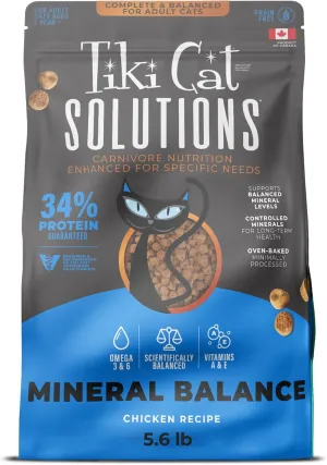 Tiki Cat Solutions Dry Cat Food, Mineral Balance, Chicken, 5.6 lbs. Bag