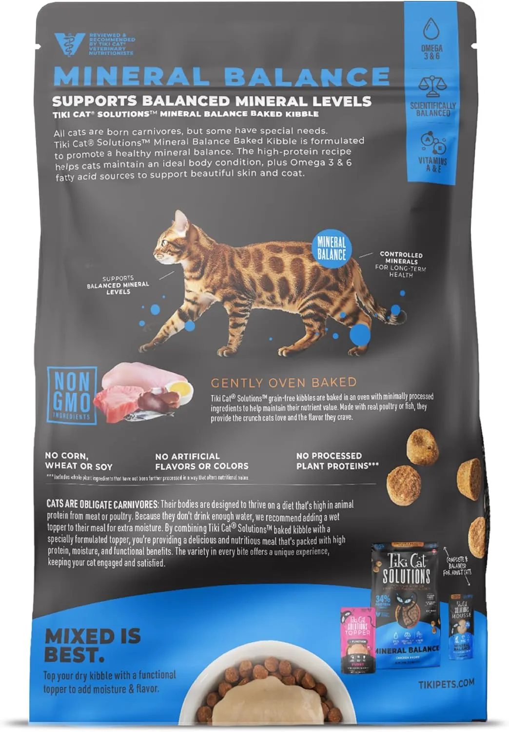 Tiki Cat Solutions Dry Cat Food, Mineral Balance, Chicken, 5.6 lbs. Bag