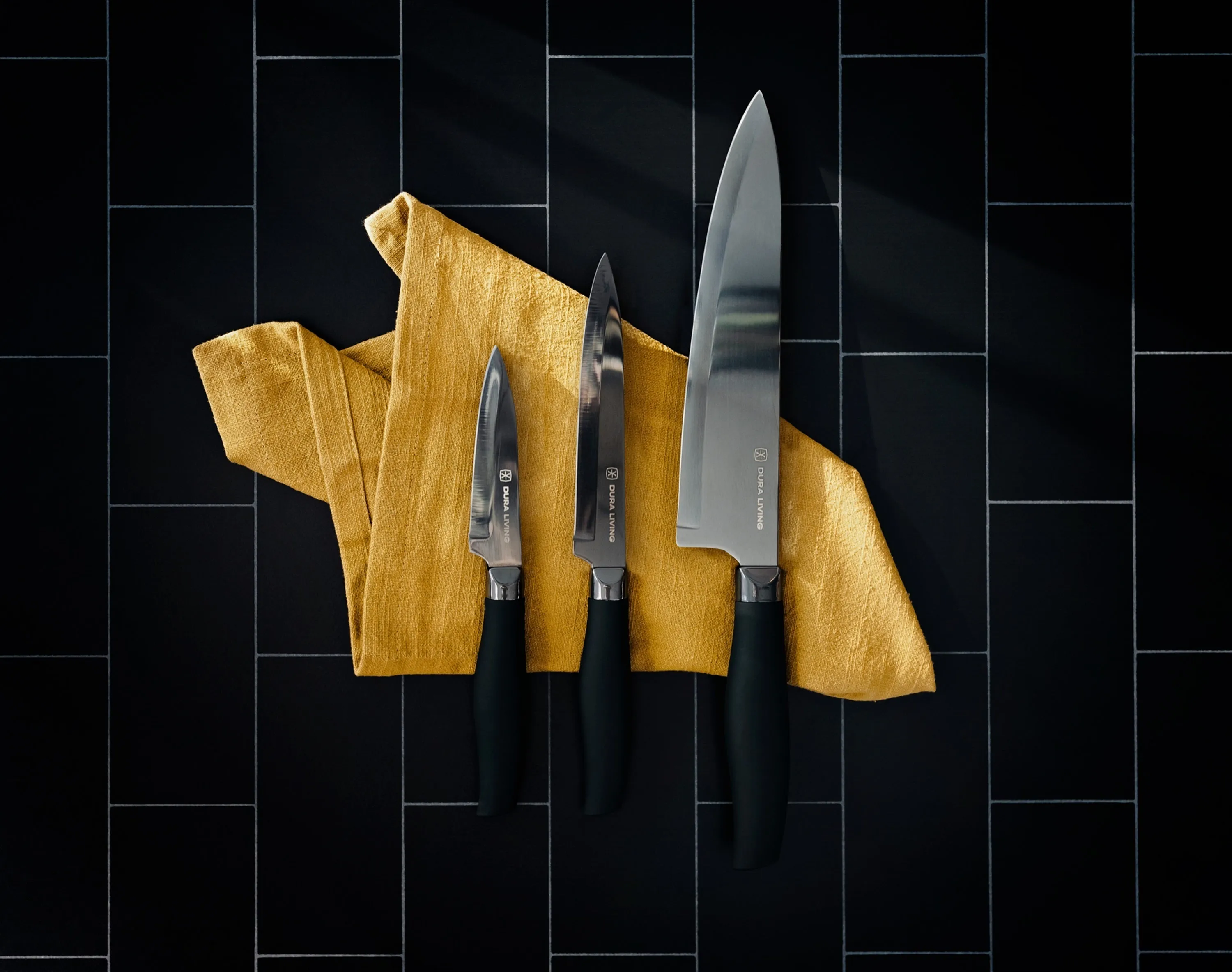 Titan 3-Piece Kitchen Knife Set - Black by Dura Living