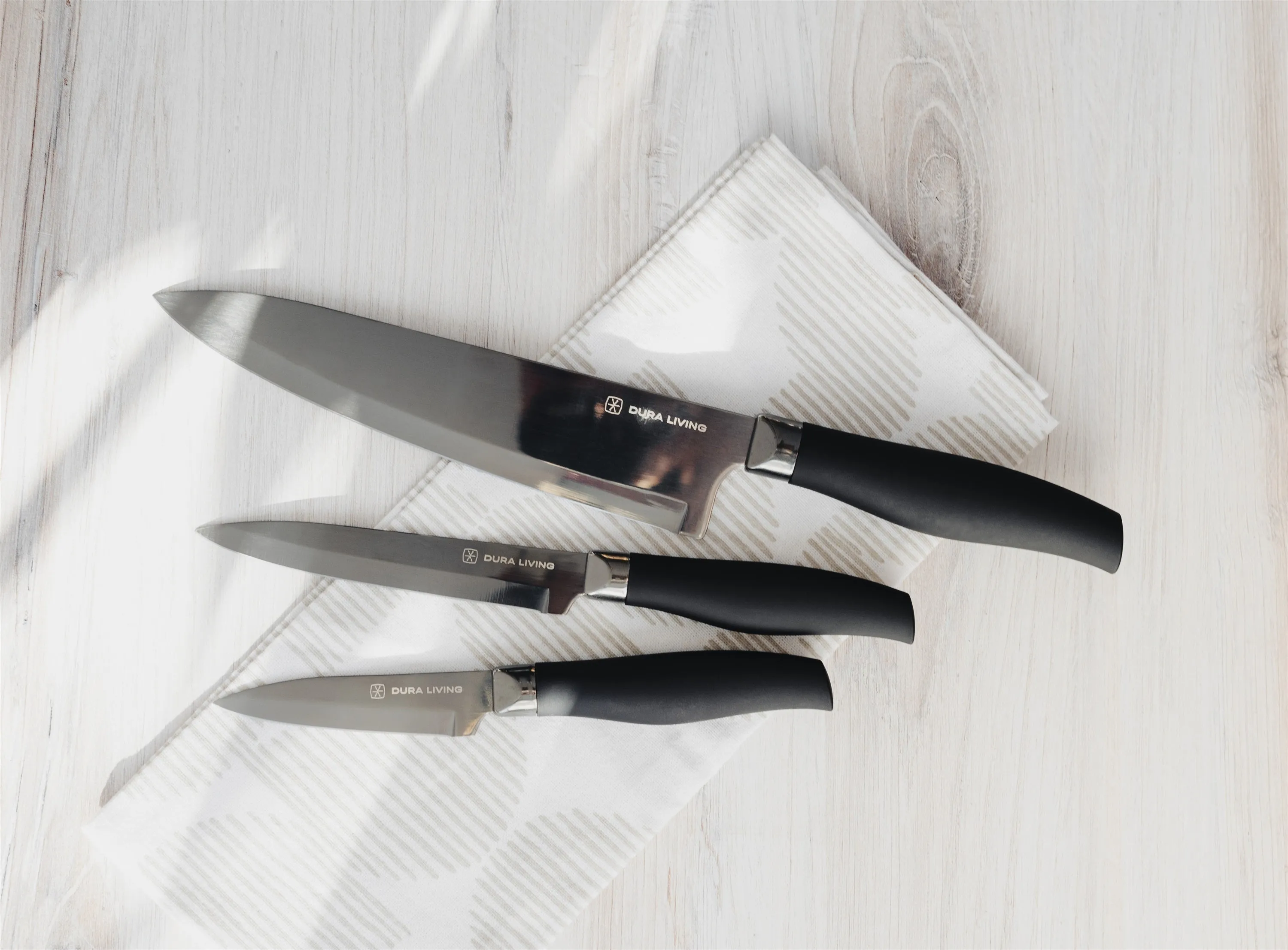 Titan 3-Piece Kitchen Knife Set - Black by Dura Living