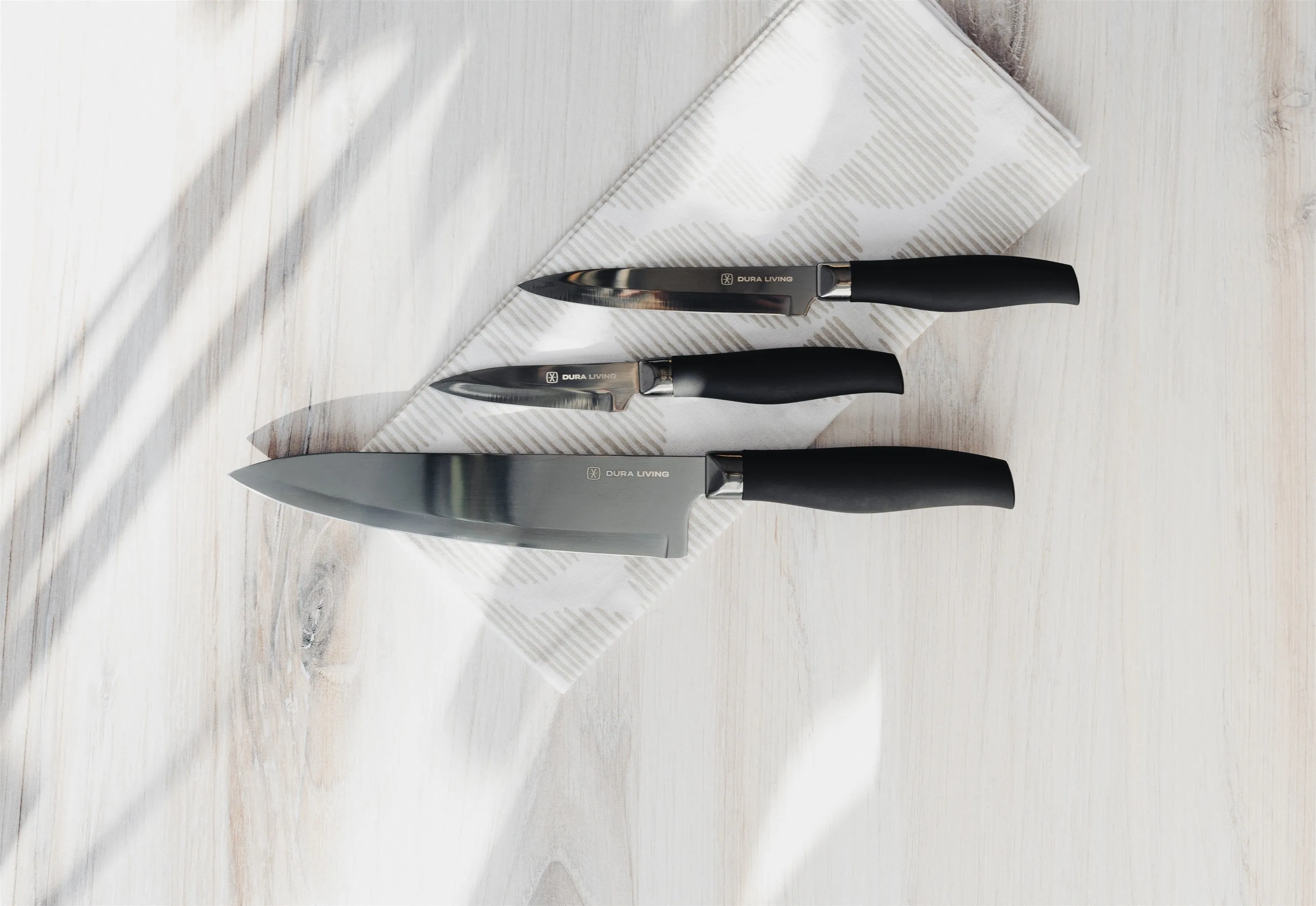Titan 3-Piece Kitchen Knife Set - Black by Dura Living