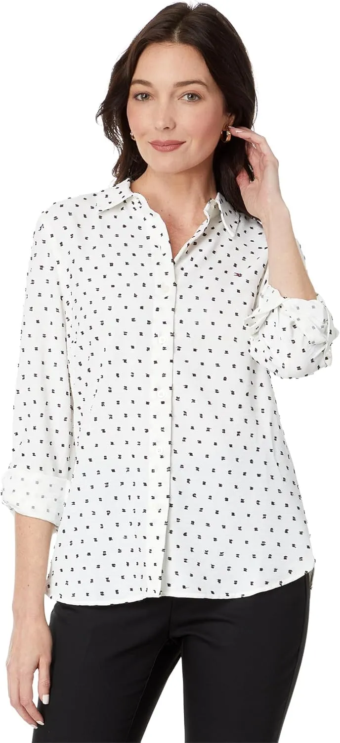 Tommy Hilfiger Women's Clip Dot Button Up Shirt
