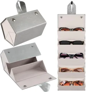 Travel Sunglasses Organizer Case with 5 Slots for Multiple Pairs, Portable Eyeglasses Storage for Men & Women