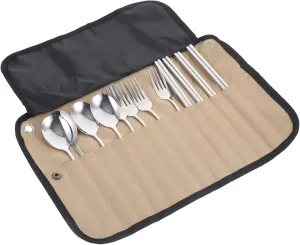 Travel Tableware Set Camping Cookware Kit Roll Storage Bag Easy to Carry Use