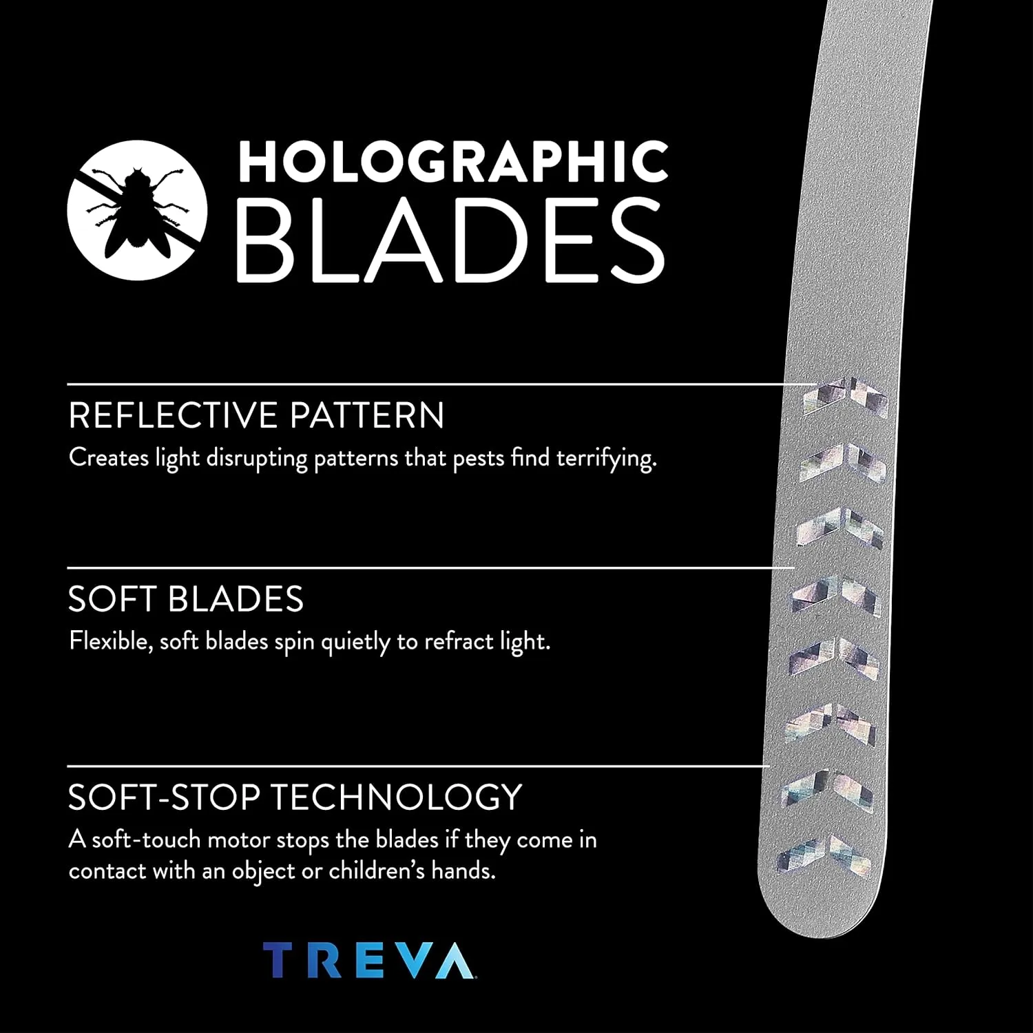 Treva Bug Fan Fly Deterrent with Holographic Blades to Clear Bugs, Mosquitoes, and Flies, Battery Powered Fly Fan 2 Pack