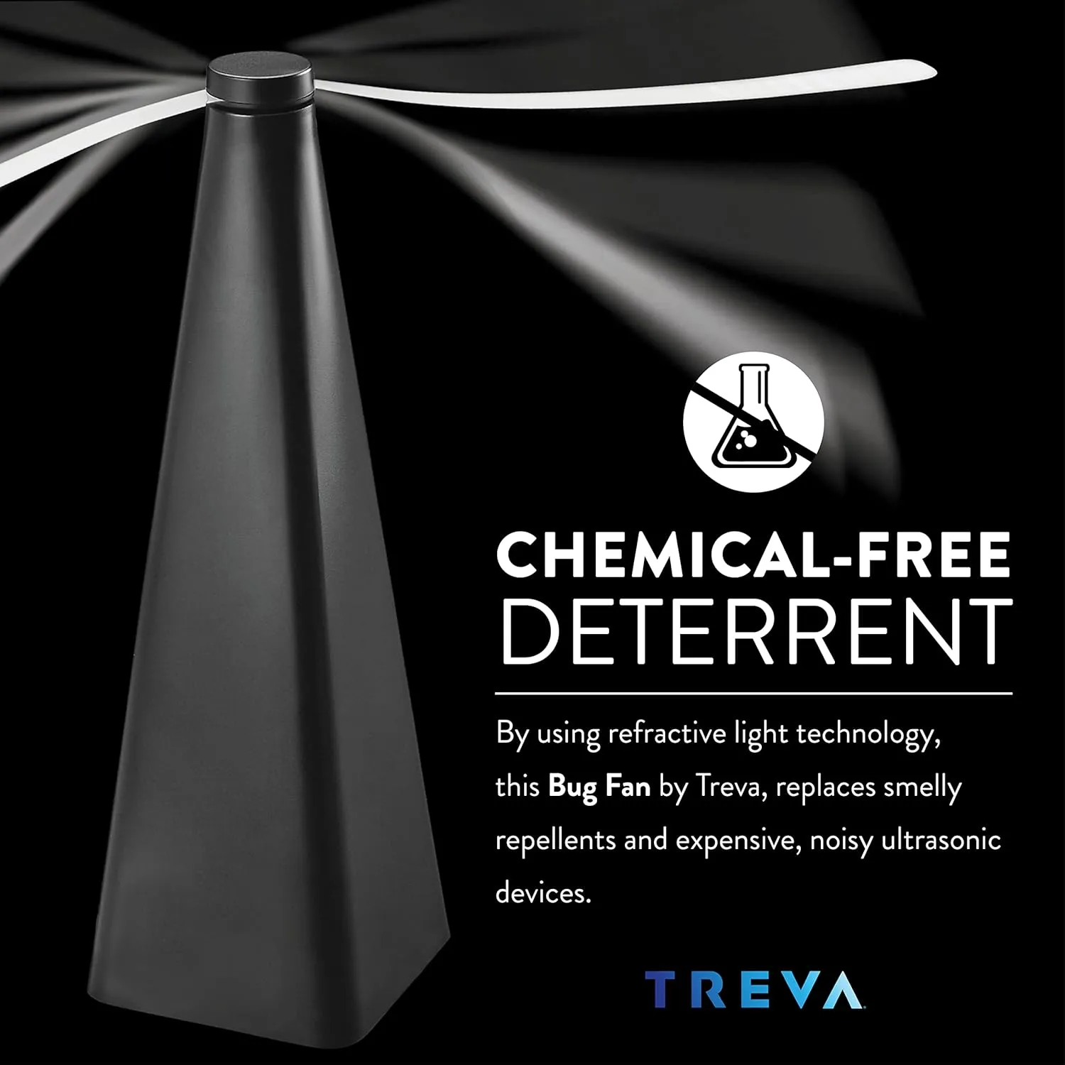 Treva Bug Fan Fly Deterrent with Holographic Blades to Clear Bugs, Mosquitoes, and Flies, Battery Powered Fly Fan 2 Pack