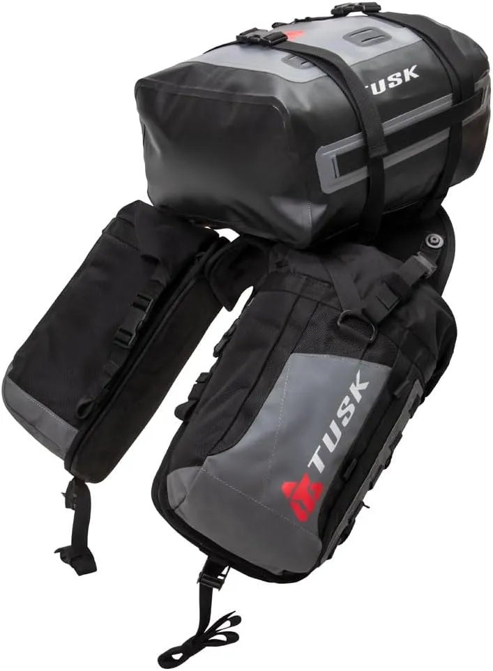 Tusk Excursion Rackless Luggage System w/ Small Dry Duffel Tail Bag Standard Heat Shield Black/Grey