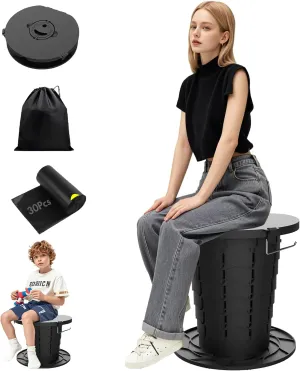 Upgraded Portable Toilet for Women Kids: Retractable Folding Camping Toilet with 30 Waste Bag & Paper Holder - 13.38 IN Foldable Portable Potty - 330LB Outdoor Travel Potty for Car Hiking Beach