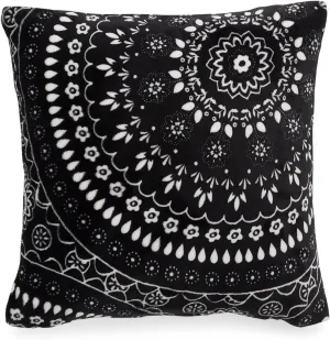 Vera Bradley Women's Decorative Throw Pillow With Removeable Hypoallergenic Insert, Black Bandana Medallion, One Size