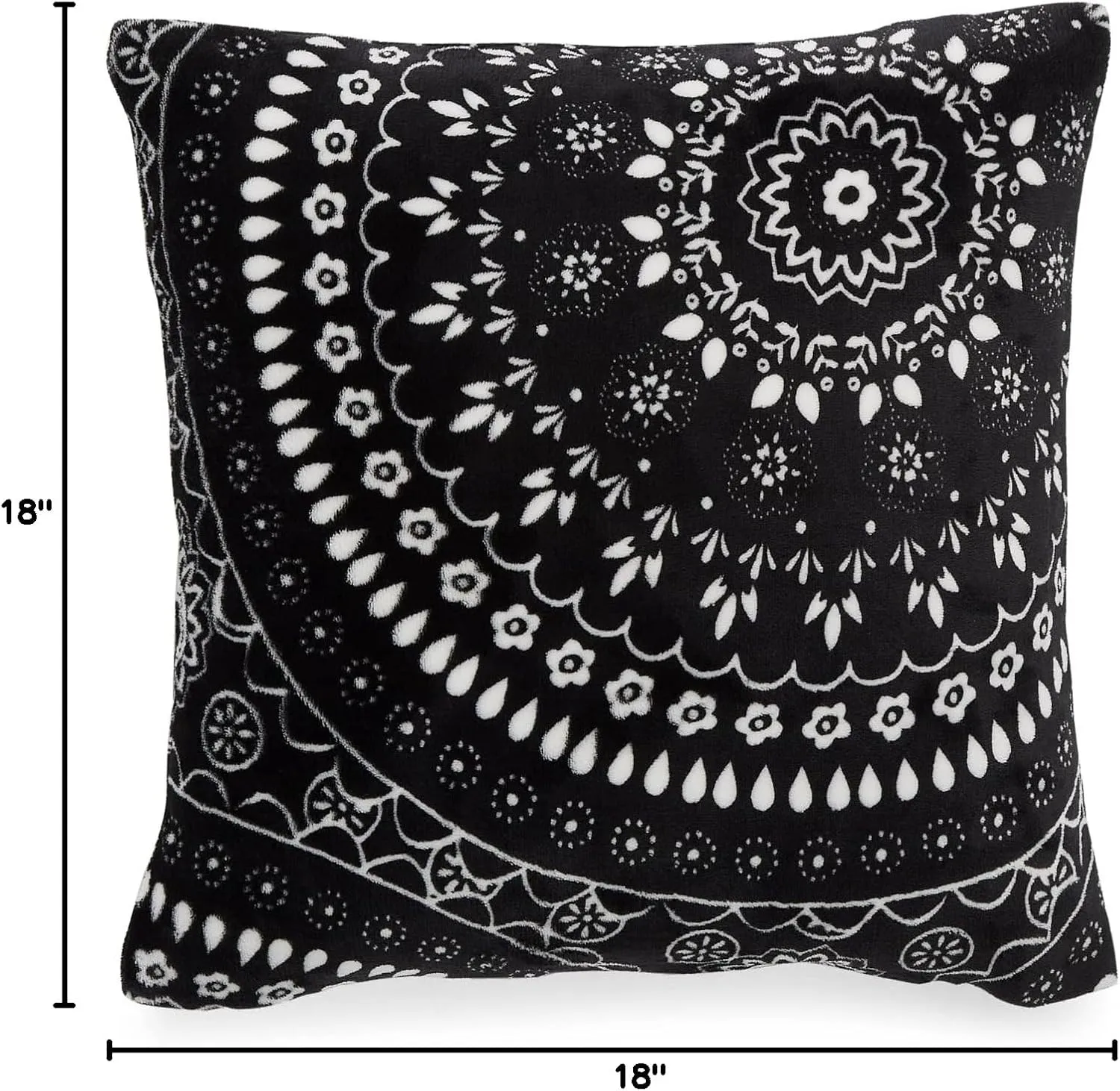 Vera Bradley Women's Decorative Throw Pillow With Removeable Hypoallergenic Insert, Black Bandana Medallion, One Size