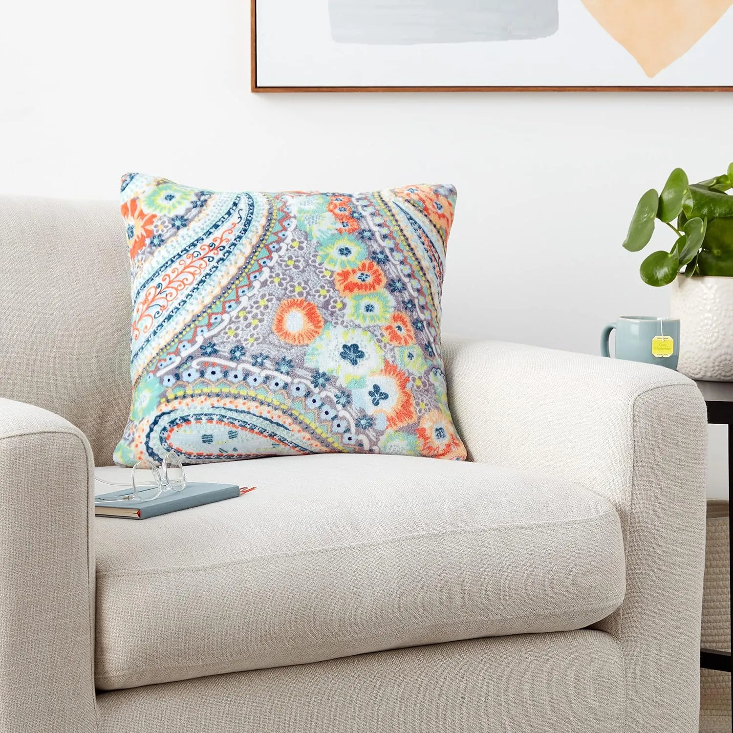 Vera Bradley Women's Decorative Throw Pillow With Removeable Hypoallergenic Insert, Citrus Paisley, One Size