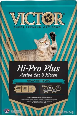 VICTOR Super Premium Hi-Pro Plus Active Cat and Kitten – Dry Food – All Breeds and All Life Stages, 5lb