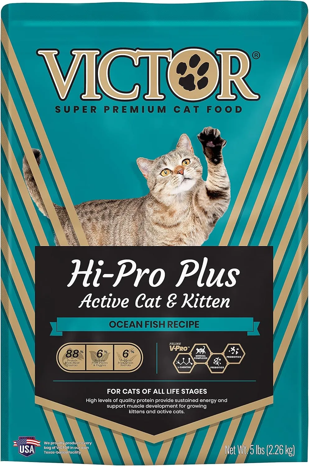 VICTOR Super Premium Hi-Pro Plus Active Cat and Kitten – Dry Food – All Breeds and All Life Stages, 5lb