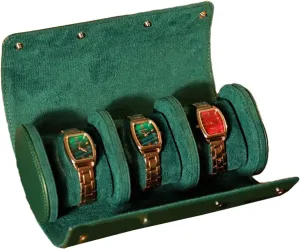 Vintage Leather Watch Holder Box Watch Roll Case Round Buckle Watch Pocket Bag Outdoor Convenient Couple Watch Storage