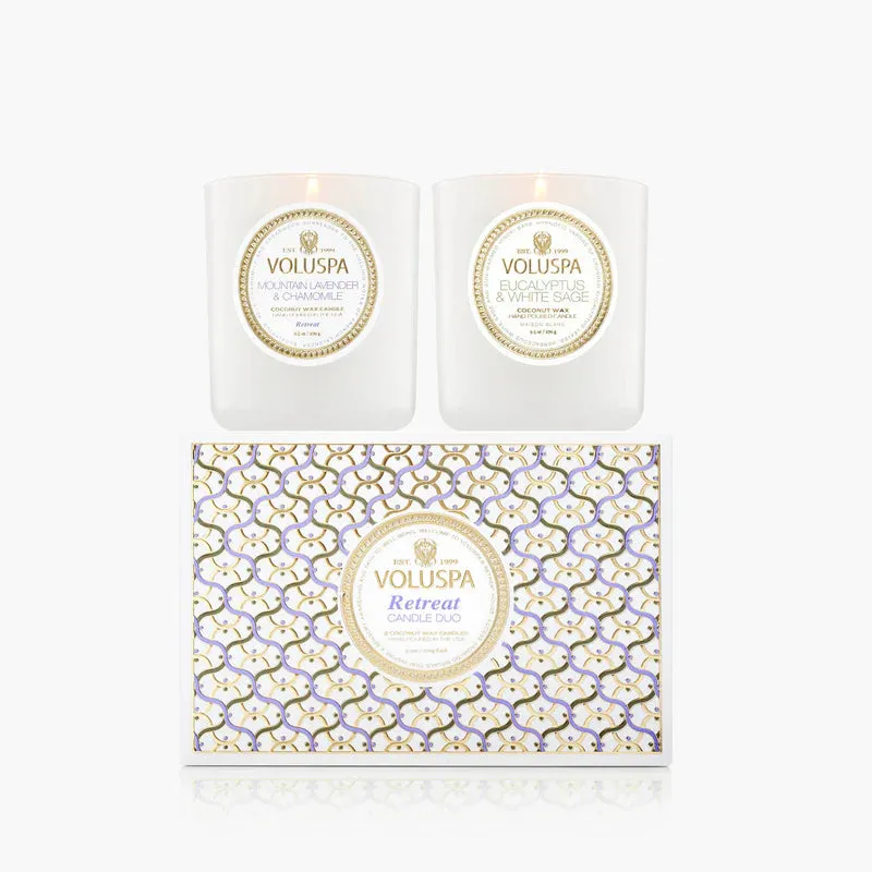 Voluspa Mountain Lavender And Chamomile Classic Candle Duo Gift Set