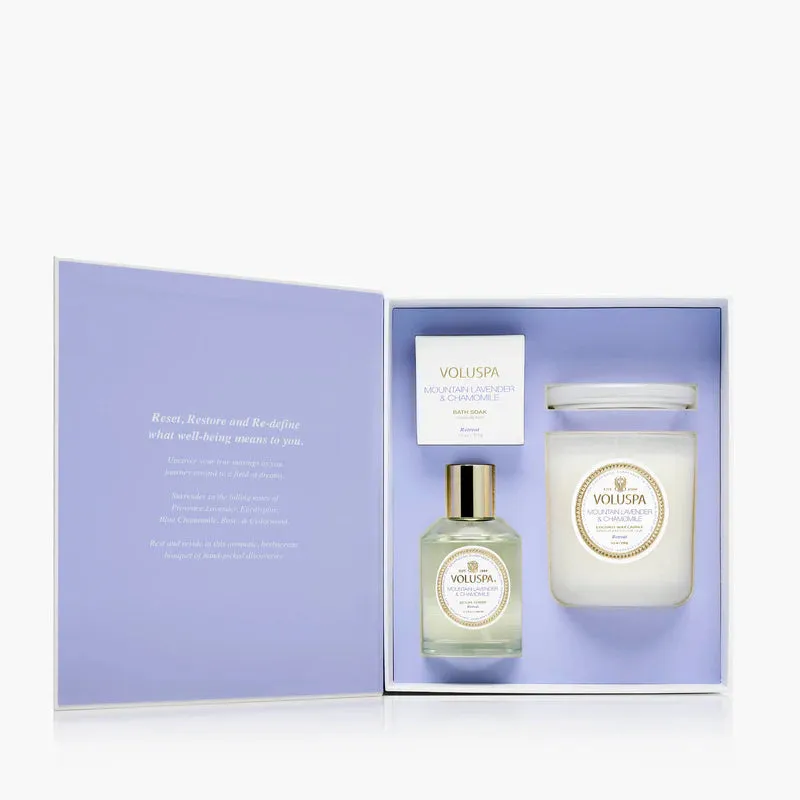 Voluspa Mountain Lavender And Chamomile Retreat Ritual Gift Set