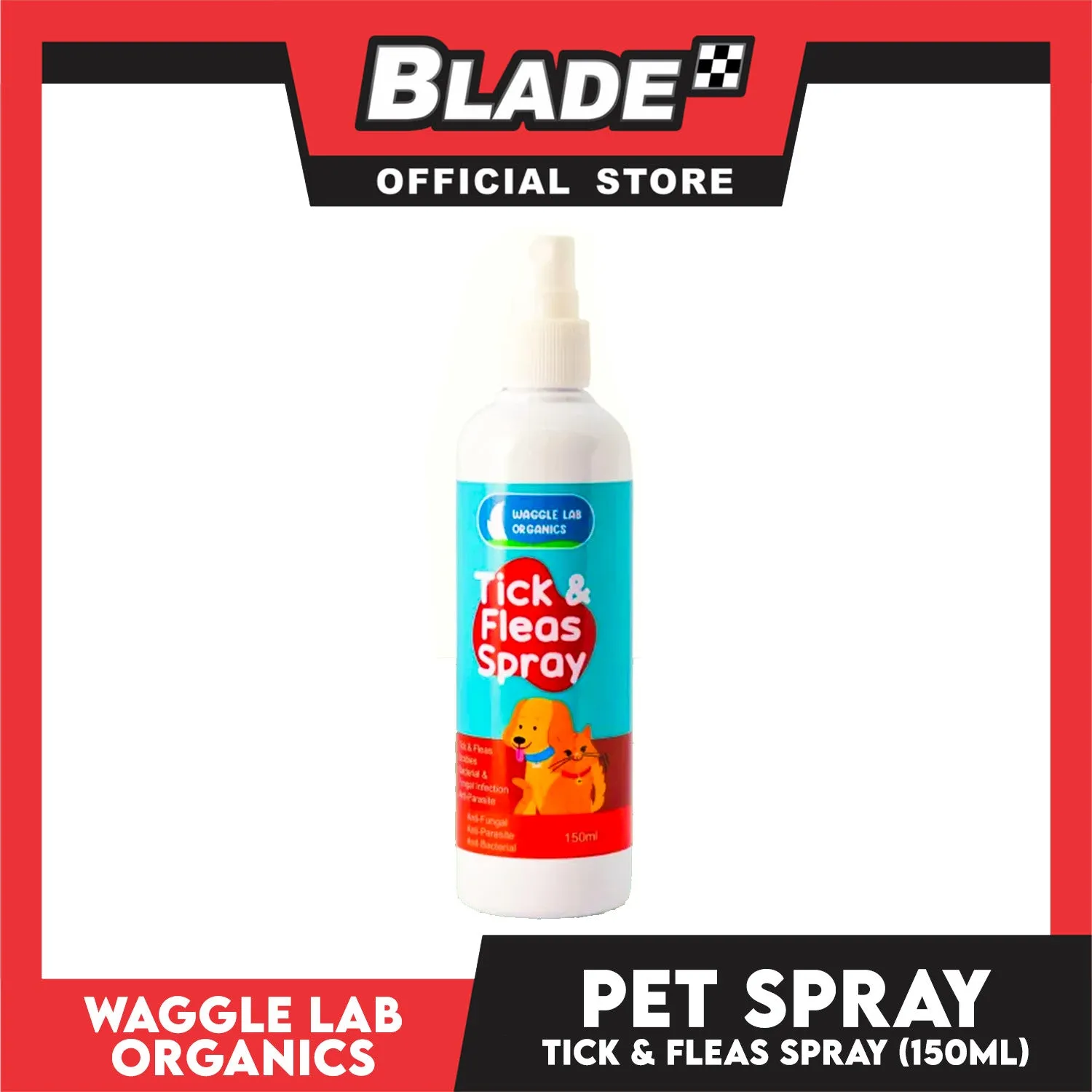 Waggle Lab Organics Tick and Fleas Spray 150ml