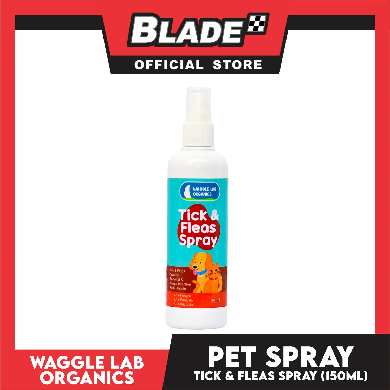 Waggle Lab Organics Tick and Fleas Spray 150ml