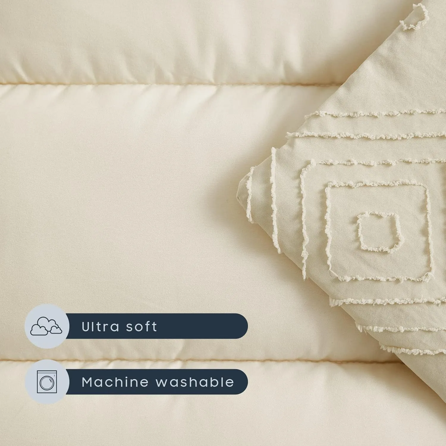 Wake In Cloud - Toddler Nap Mat with Pillow and Blanket, for Kids Boys Girls in Kindergarten Daycare Preschool Pre K, Roll Up Sleeping Bag, Boho Tufted, Beige, Standard