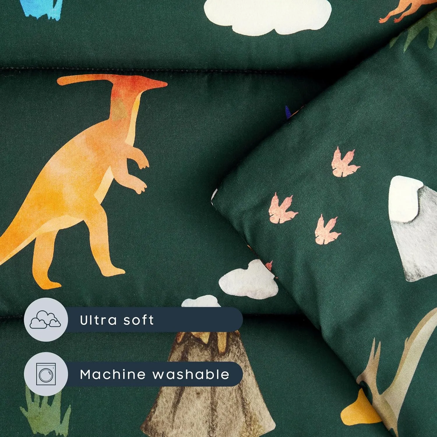 Wake In Cloud - Toddler Nap Mat with Pillow and Blanket, for Kids Boys Girls in Kindergarten Daycare Preschool Pre K, Roll Up Sleeping Bag, Cute Colorful Dinosaur, Dark Green, Standard
