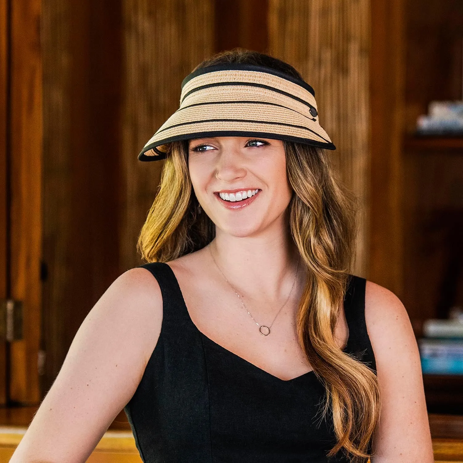 Wallaroo Hat Company Women’s Petite Savannah Sun Visor Wide Brim, Packable and Adjustable Sizing for Smaller Crown Sizes