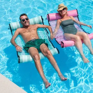Water Hammock Green - Inflatable Swimming Pool & Beach Lounger, Lounge Chair Raft, Drifter, Saddle Float, Floating Bed & Floaties, Summer Fun, Rest & Vacation, Toy, Pool Fun,