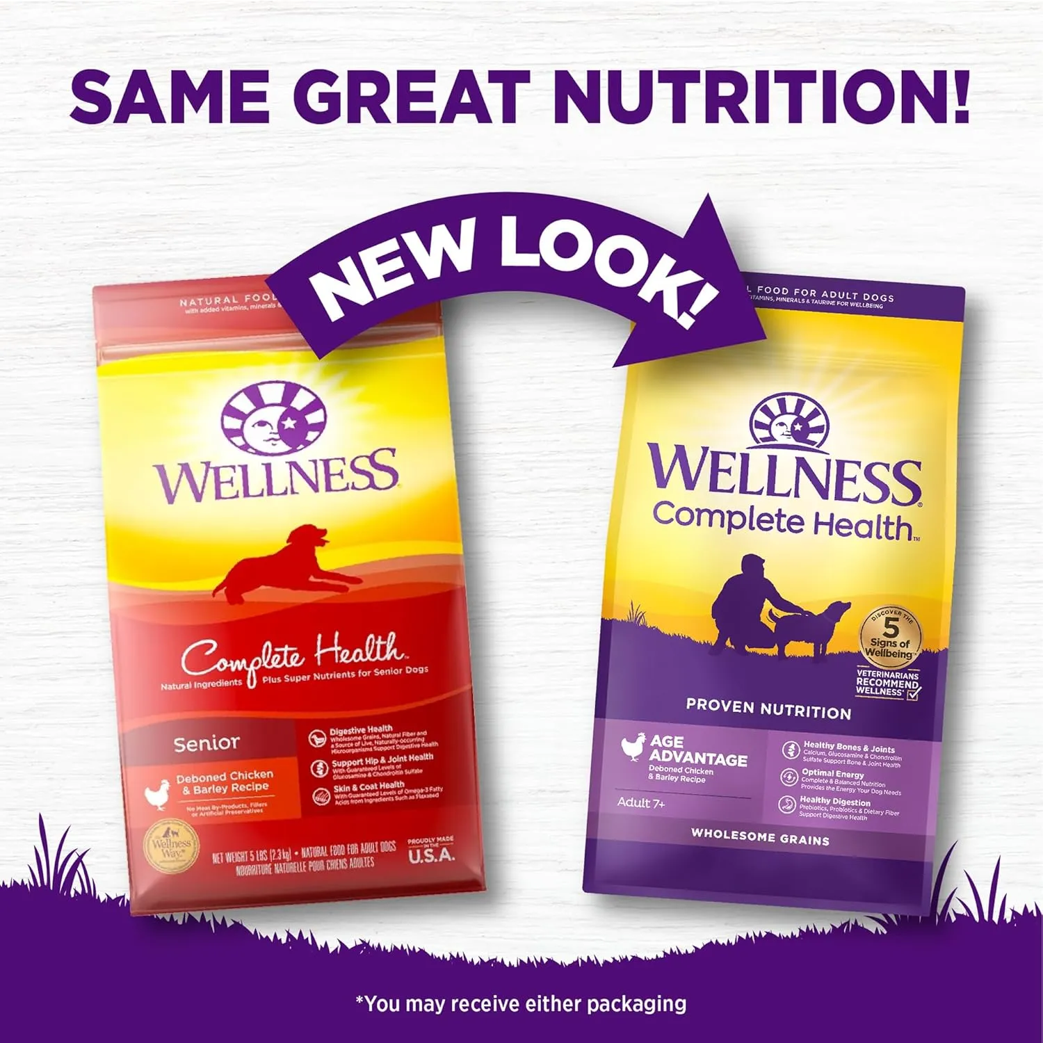 Wellness Complete Health Senior Dry Dog Food, Wholesome Grains, Natural, Age Advantage Chicken & Barley Recipe, (26-Pound Bag)