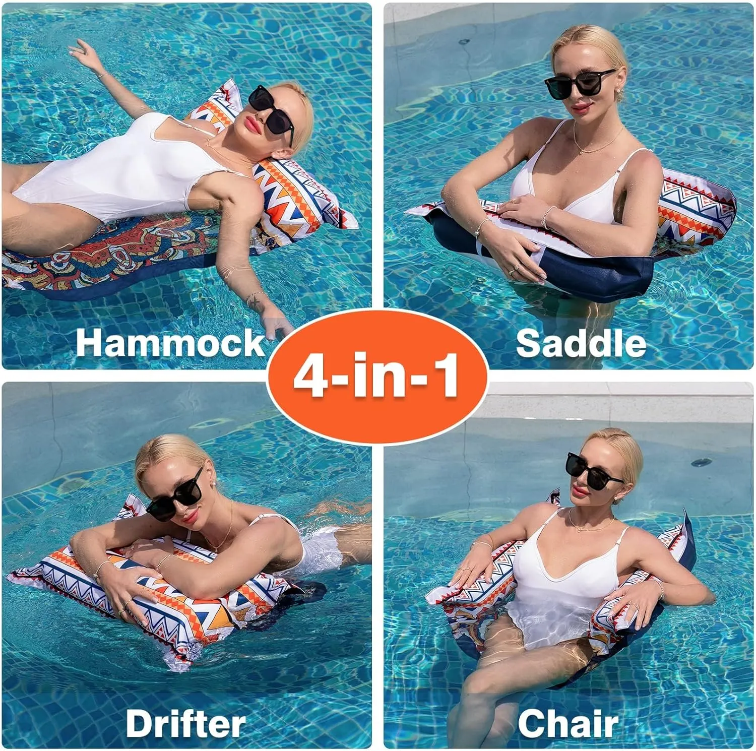 WERNNSAI Inflatable Pool Floats for Adults - 2 Pack Water Hammock Fabric Mesh Pool Rafts Portable Multi-Purpose Floating Swimming Hammock Water Lounge Chair Drifter for Summer Beach Party