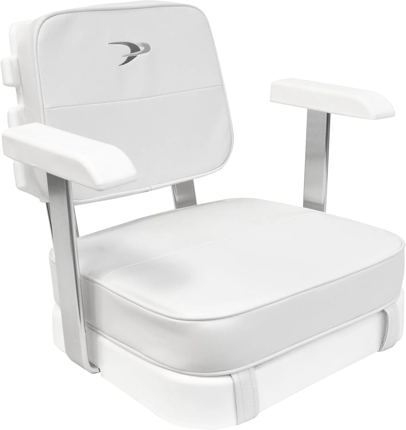 Wise 8WD562-3-710 Ladder Back Helm Chair with Arm Rests, Cushions and Mounting Plate, White, Offshore