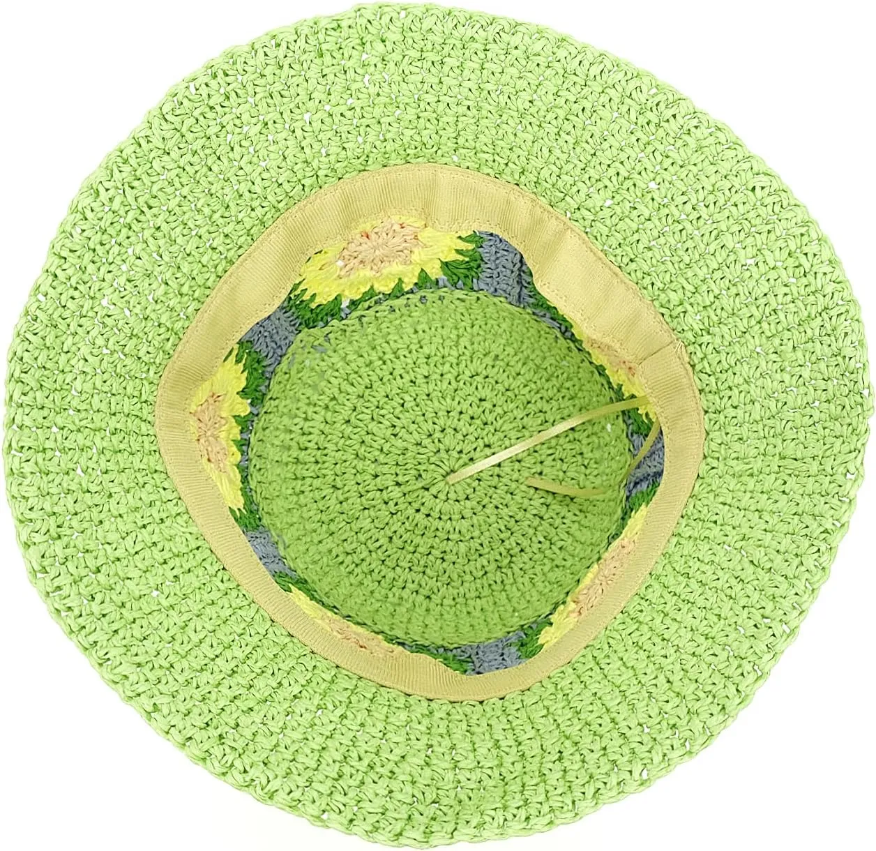 Women Straw Sun Hat Foldable Beach Hat Sunflower Floppy Bucket Hat