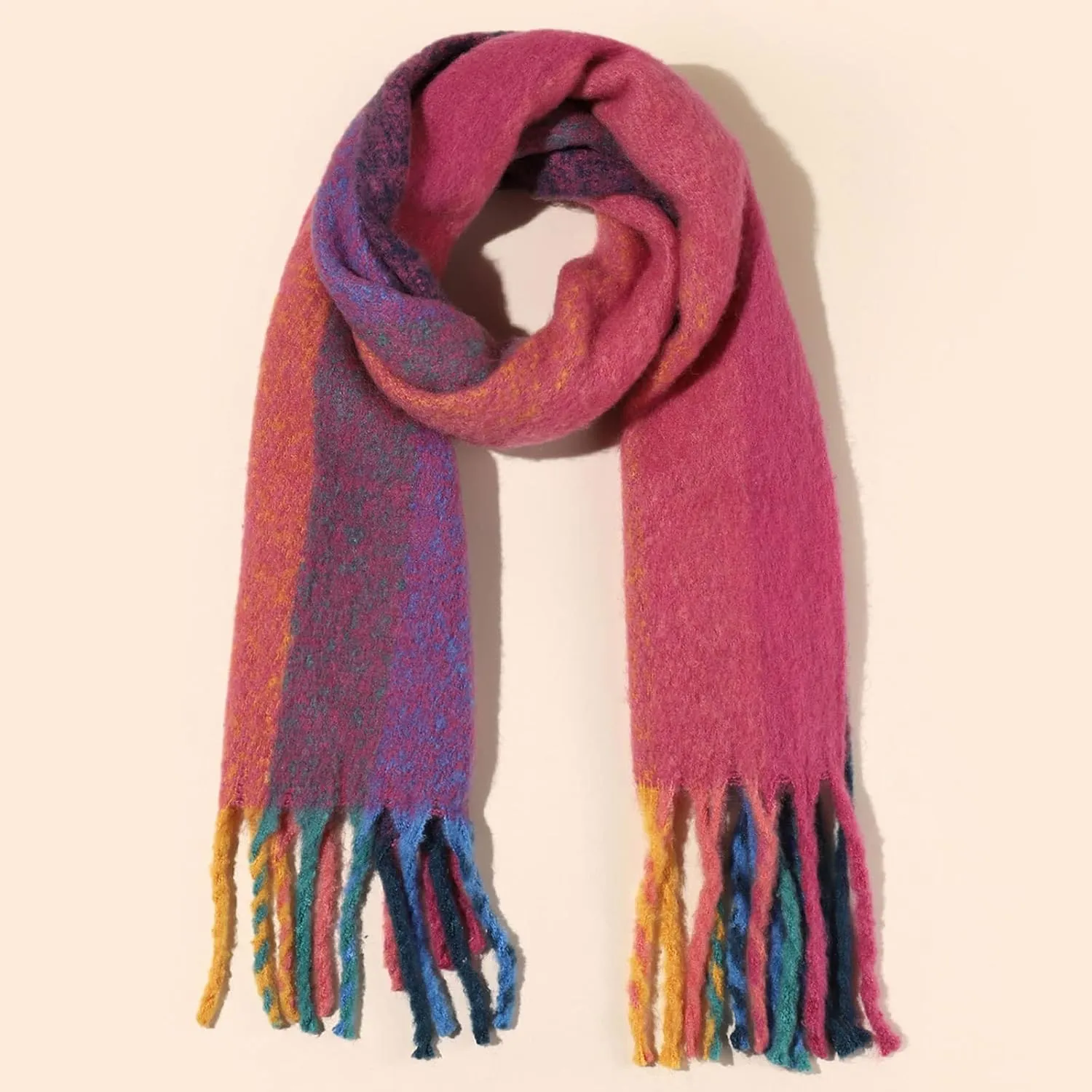 Women's Warm Scarf,Colorful Soft Comfort Elegant Cold Weather Pashmina Shawl,Fashion Long Scarf,Pigtail Tassel …