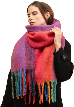 Women's Warm Scarf,Colorful Soft Comfort Elegant Cold Weather Pashmina Shawl,Fashion Long Scarf,Pigtail Tassel …