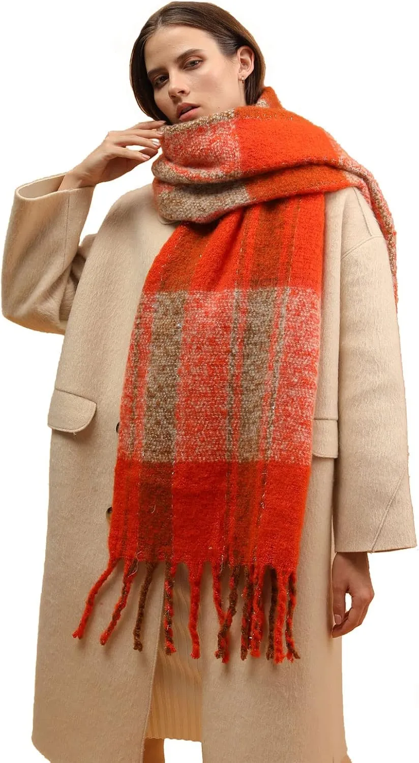 Women's Warm Scarf,Colorful Soft Comfort Elegant Cold Weather Pashmina Shawl,Fashion Long Scarf,Pigtail Tassel …