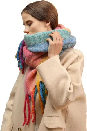 Women's Warm Scarf,Colorful Soft Comfort Elegant Cold Weather Pashmina Shawl,Fashion Long Scarf,Pigtail Tassel …