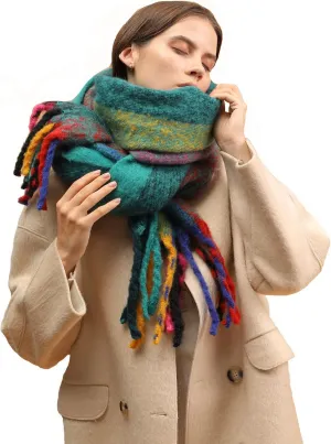 Women's Warm Scarf,Colorful Soft Comfort Elegant Cold Weather Pashmina Shawl,Fashion Long Scarf,Pigtail Tassel …