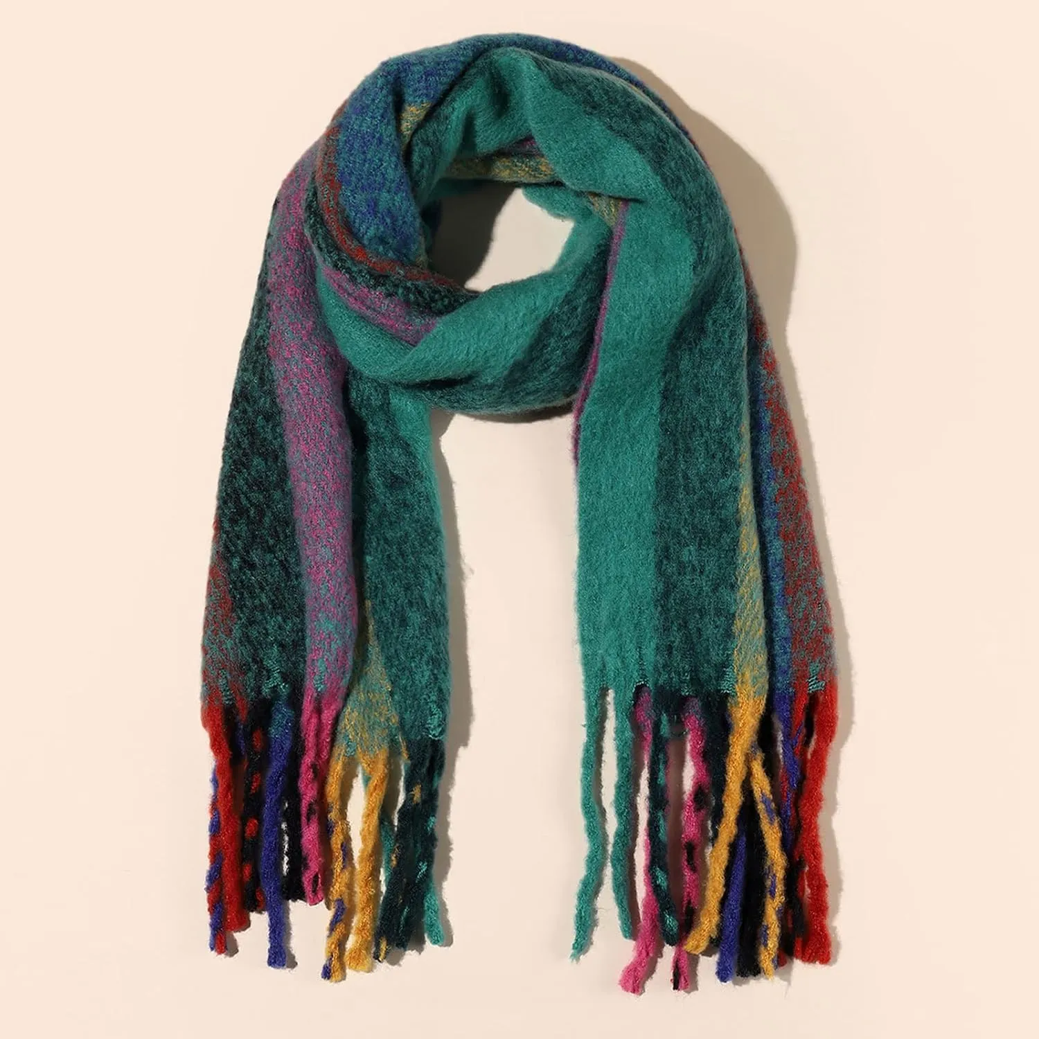 Women's Warm Scarf,Colorful Soft Comfort Elegant Cold Weather Pashmina Shawl,Fashion Long Scarf,Pigtail Tassel …