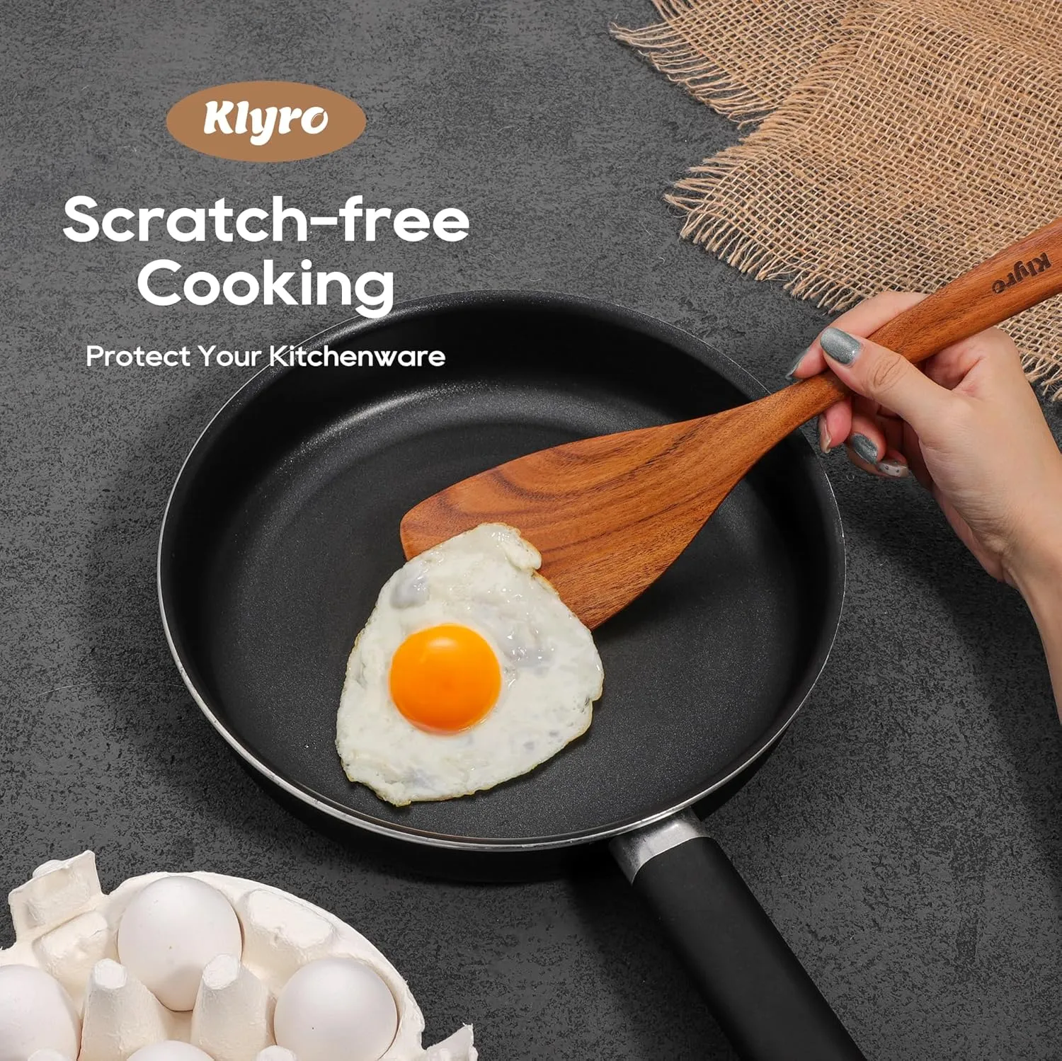 Wooden Spoons for Cooking, Nonstick Kitchen Utensils Set with 4 Piece Measuring Spoons, Comfort Grip Wooden Spatula Set, 9 Piece Teak Wooden Cooking Utensils with Holder and Spoon Rest
